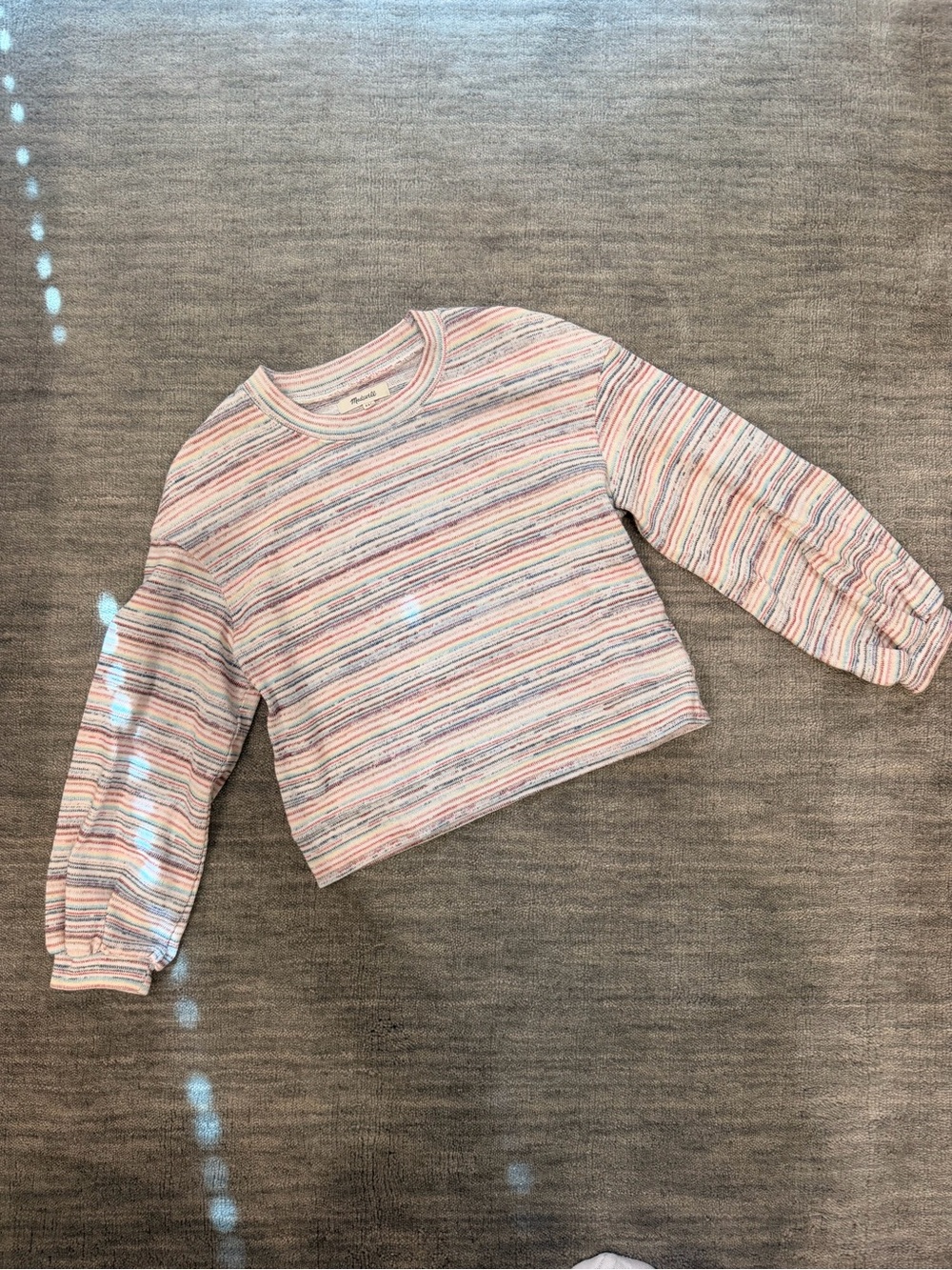 Madewell Rainbow Cropped Sweater Balloon Sleeves Size Small
